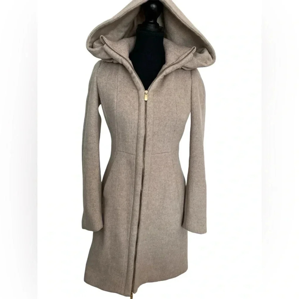 Zara hooded tan Jacket size small